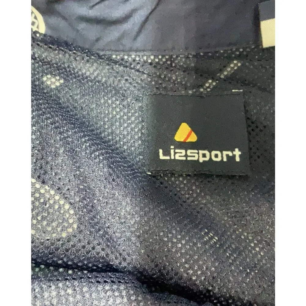 VTG Lizsport M Navy Blue Tennis Racket windbreaker jacket Cotton Shell